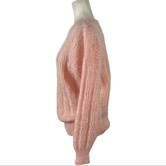 Vintage 80s Lowell & Whitney Kid Mohair Pullover Sweater Pink Size Medium - Picture 7 of 13